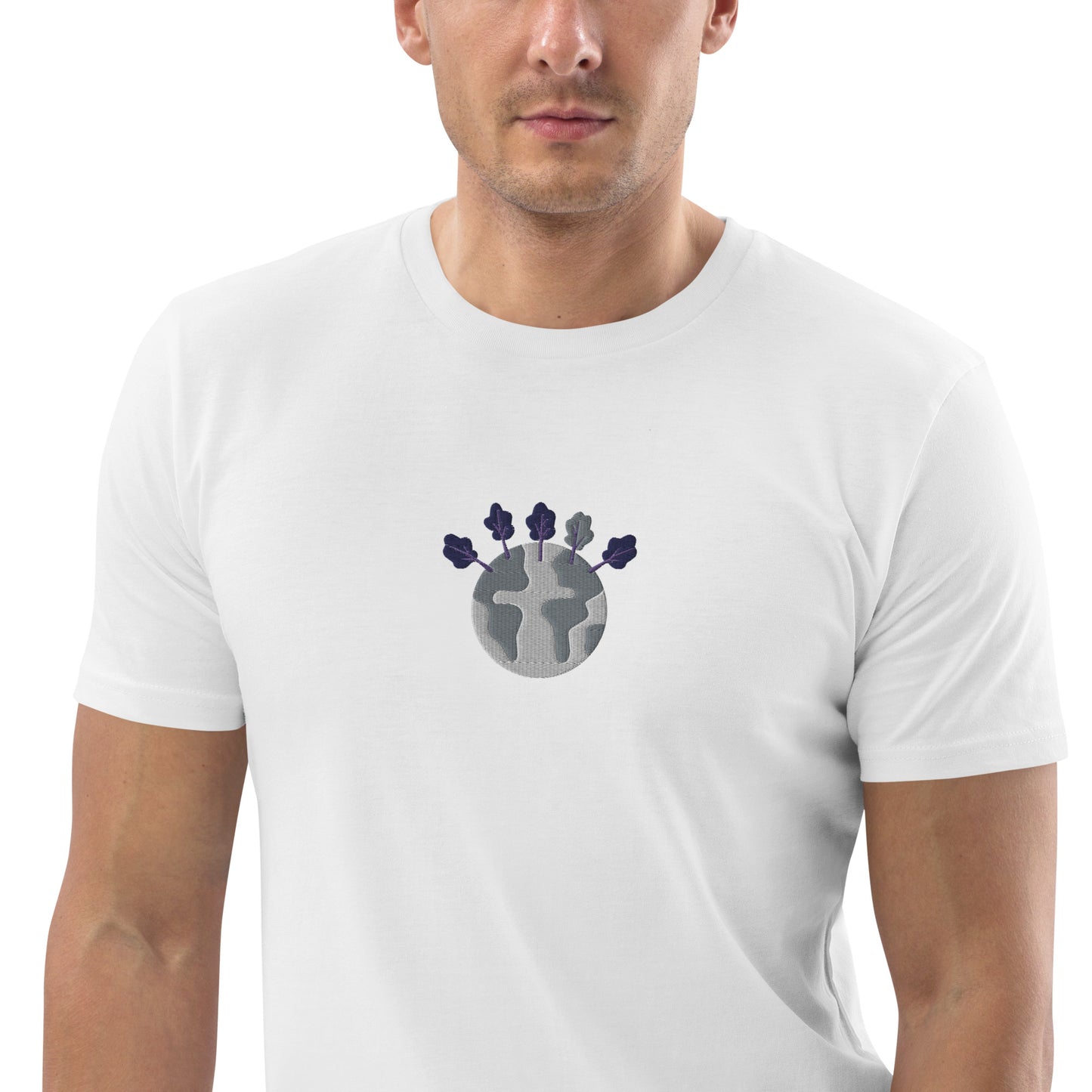 Camiseta bordada de algodón orgánico hombre